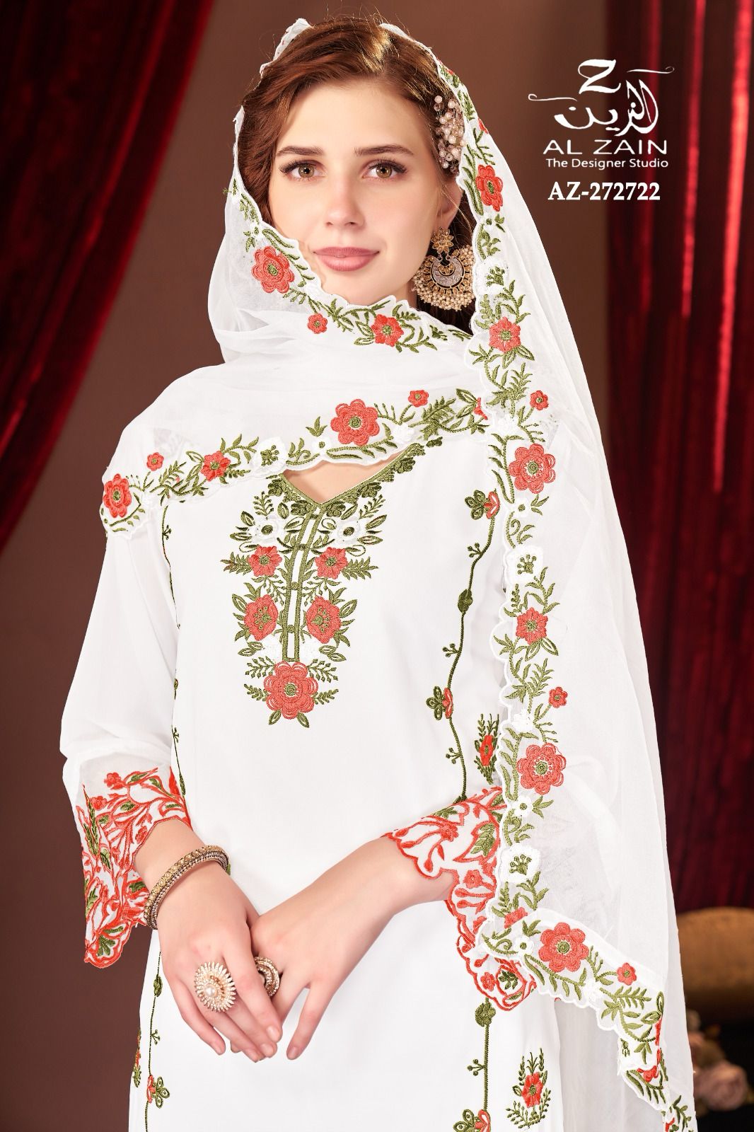 272722 Al Zain Fox Georgette Pakistani Readymade Suits