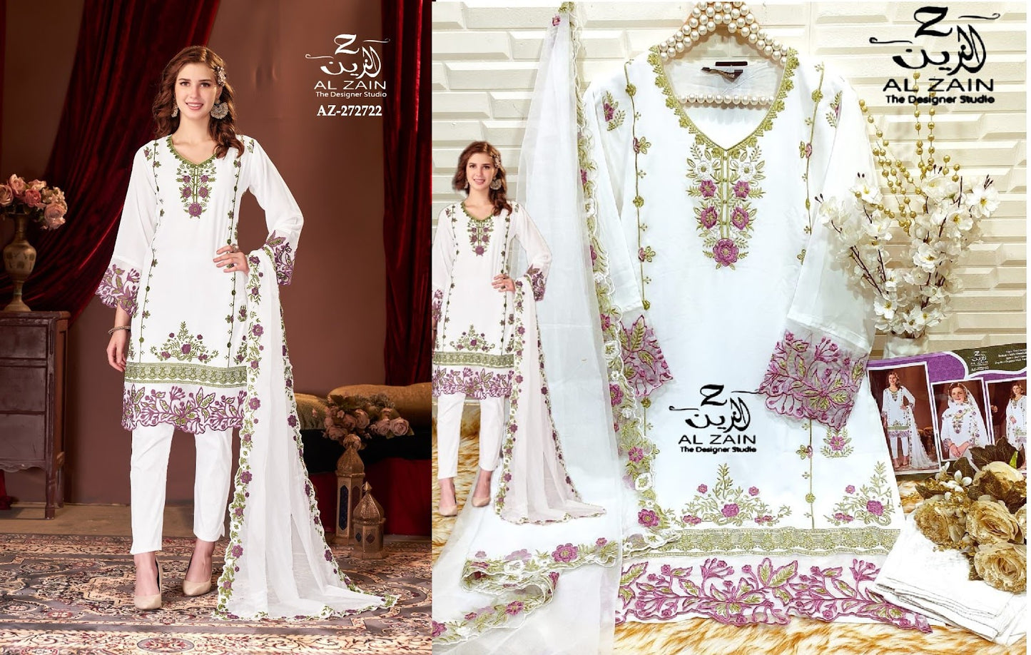 272722 Al Zain Fox Georgette Pakistani Readymade Suits