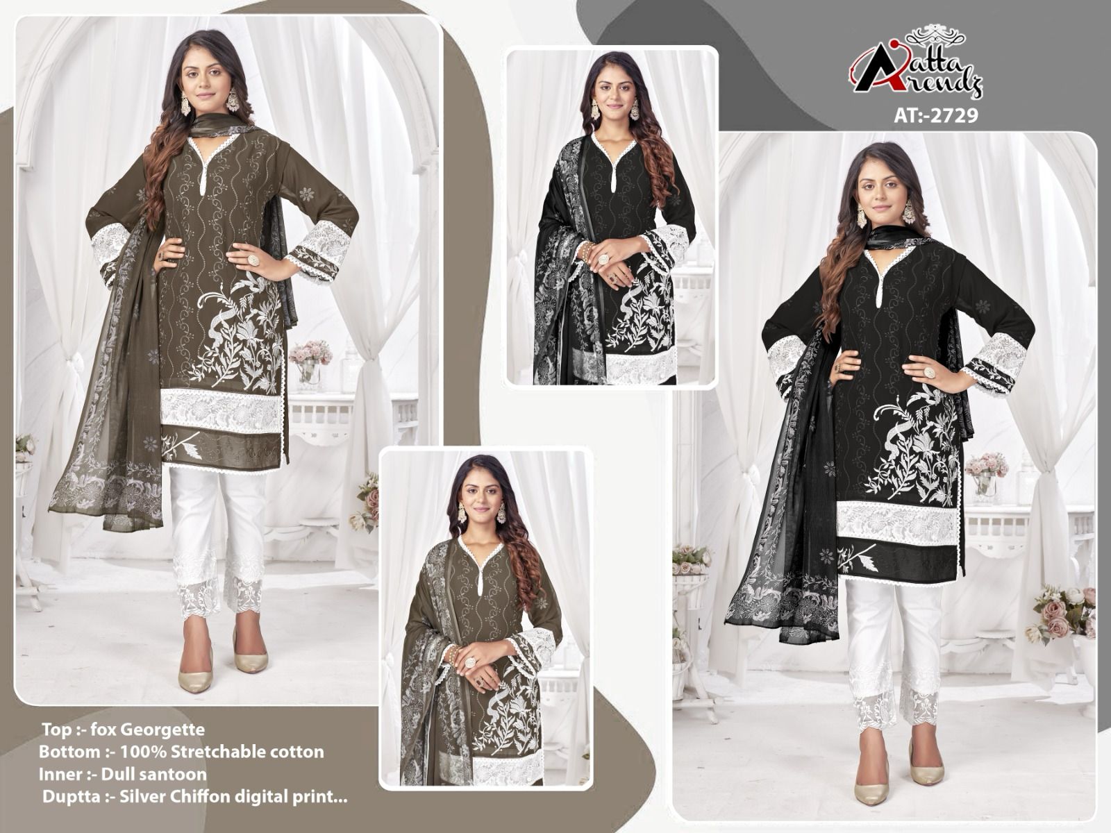2729 Atta Trendz Georgette Pakistani Readymade Suits