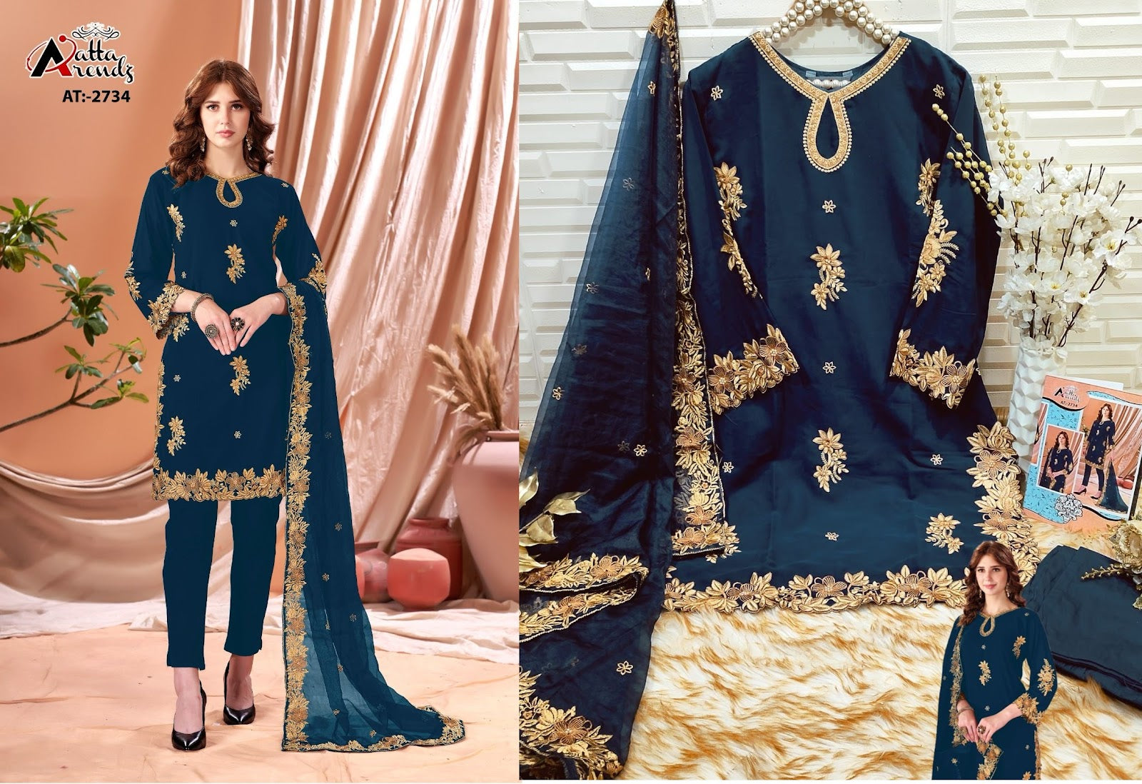 2734 Atta Trendz Georgette Pakistani Readymade Suits
