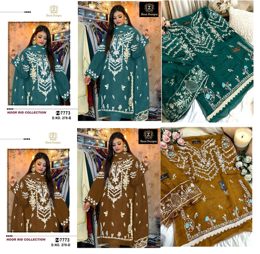 278-Bd Ziaaz Designs Organza Pakistani Salwar Suits
