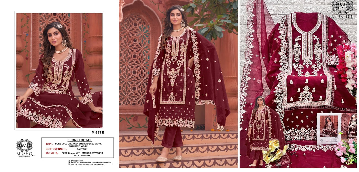 283 Mushq Organza Pakistani Salwar Suits