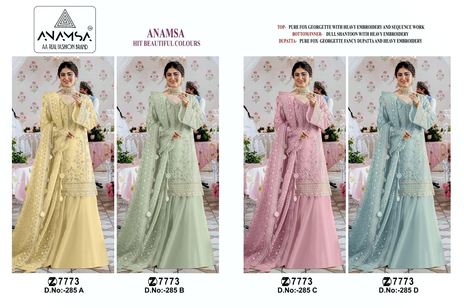 285 Anamsa Fox Georgette Pakistani Salwar Suits