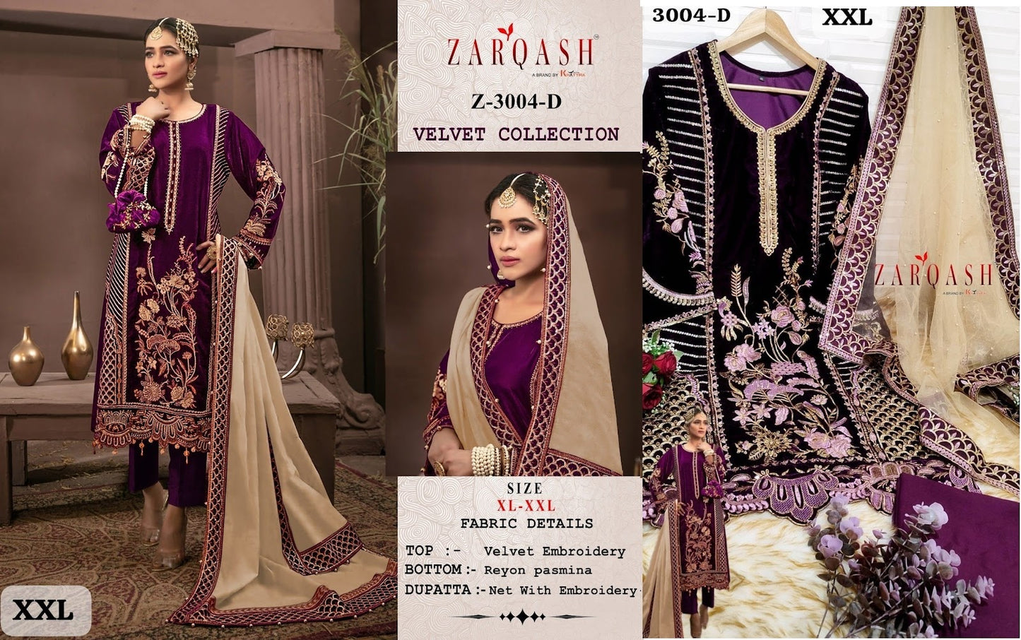 3004 Zarqash Readymade Velvet Suits