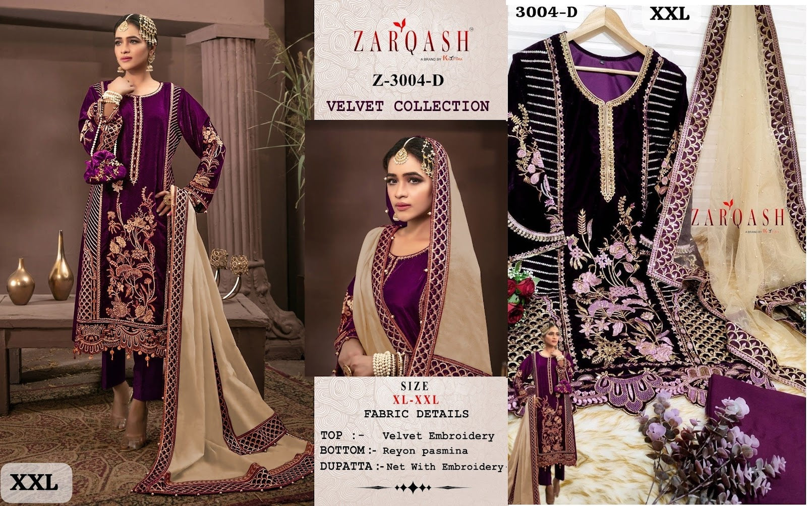 3004 Zarqash Readymade Velvet Suits