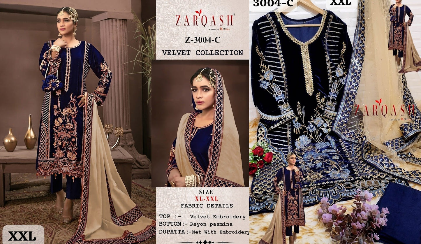 3004 Zarqash Readymade Velvet Suits
