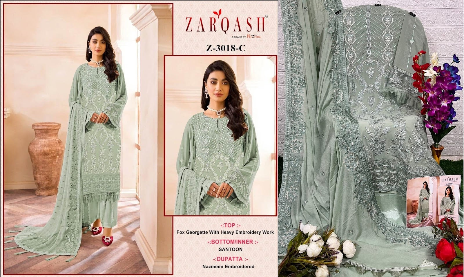 3018 Zarqash Georgette Pakistani Salwar Suits