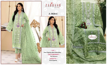 3020 Zarqash Organza Pakistani Salwar Suits