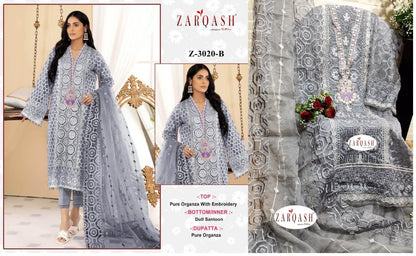 3020 Zarqash Organza Pakistani Salwar Suits