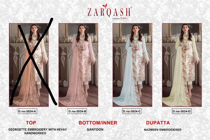 3024 Zarqash Georgette Pakistani Patch Work Suits