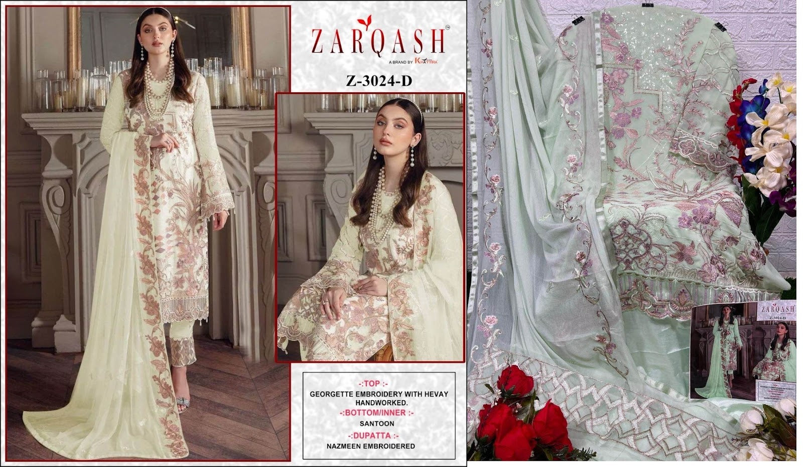 3024 Zarqash Georgette Pakistani Patch Work Suits