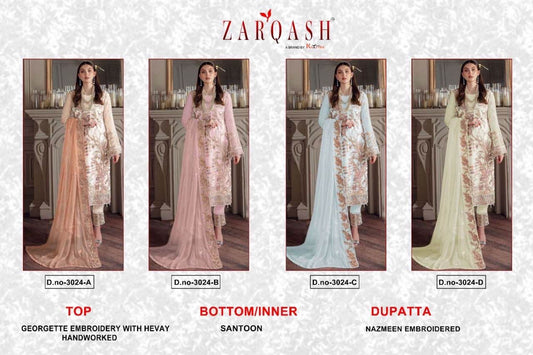 3024 Zarqash Georgette Pakistani Salwar Suits