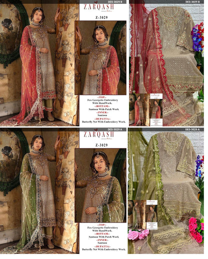 3029 Zarqash Fox Georgette Pakistani Salwar Suits