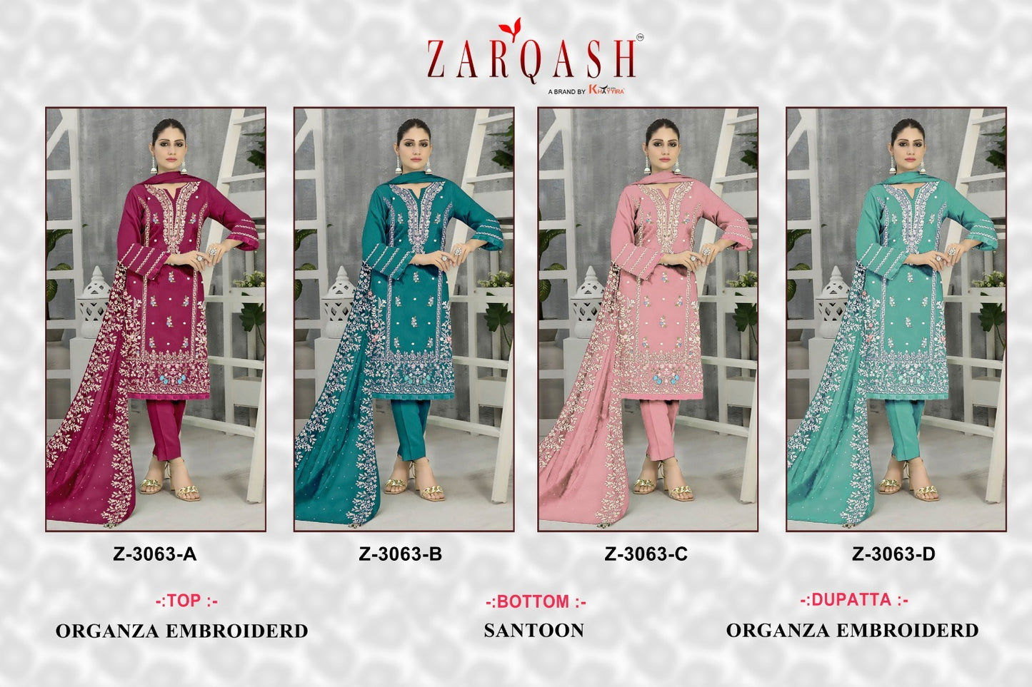 3063 Zarqash Organza Pakistani Salwar Suits
