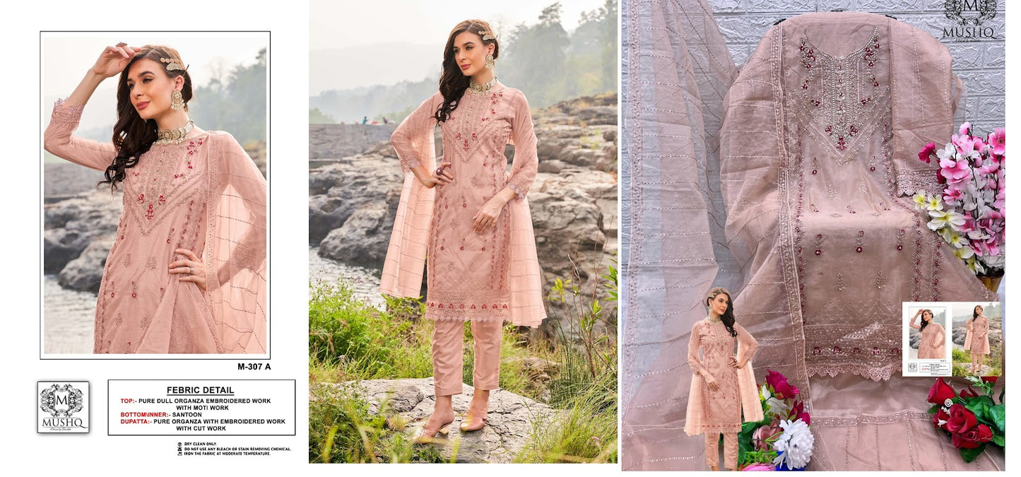 307 Mushq Organza Pakistani Salwar Suits