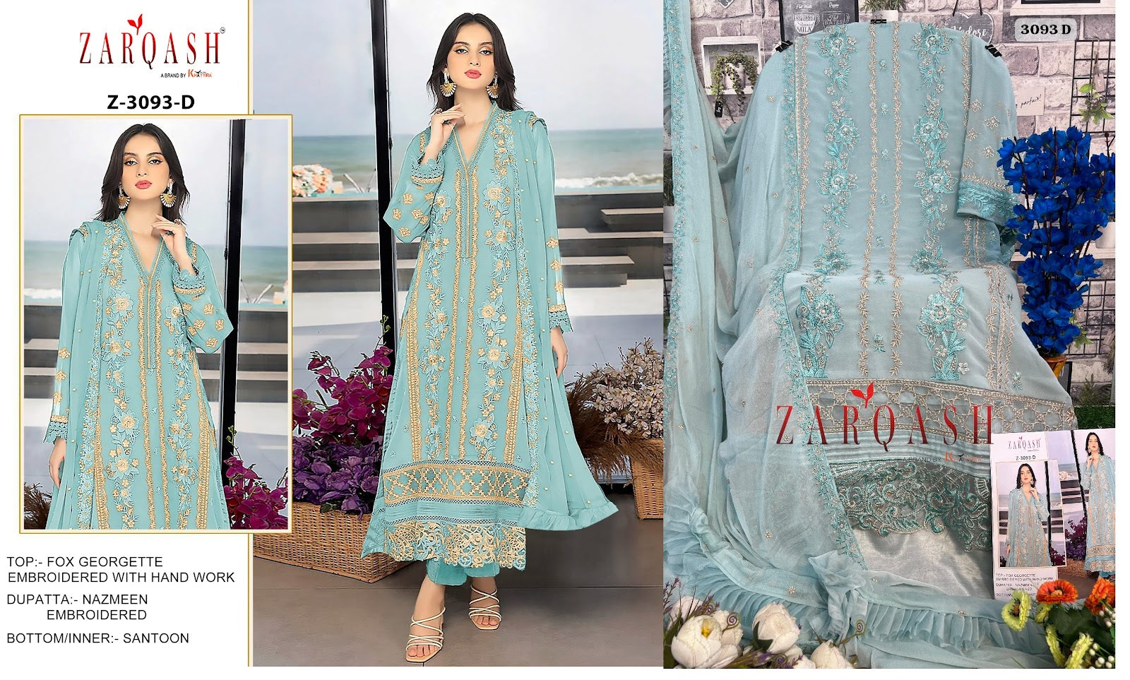 3093Abcd Zarqash Georgette Pakistani Salwar Suits