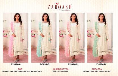 3094 Zarqash Organza Pakistani Salwar Suits