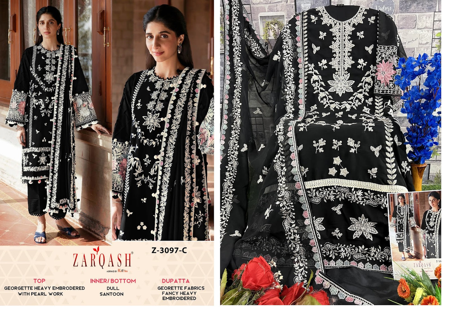 3097 Zarqash Georgette Pakistani Salwar Suits