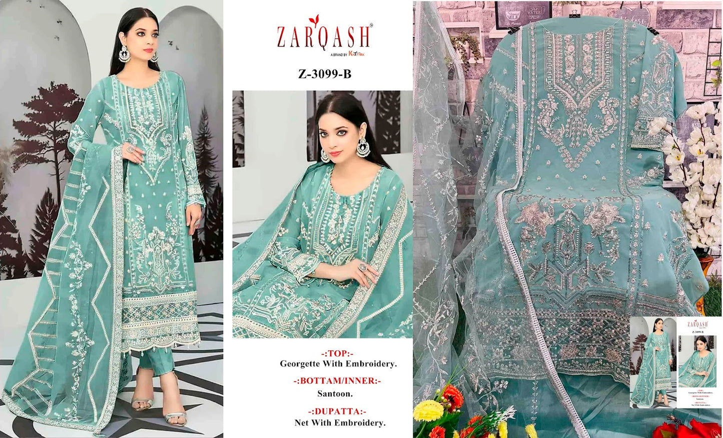 3099 Zarqash Georgette Pakistani Salwar Suits