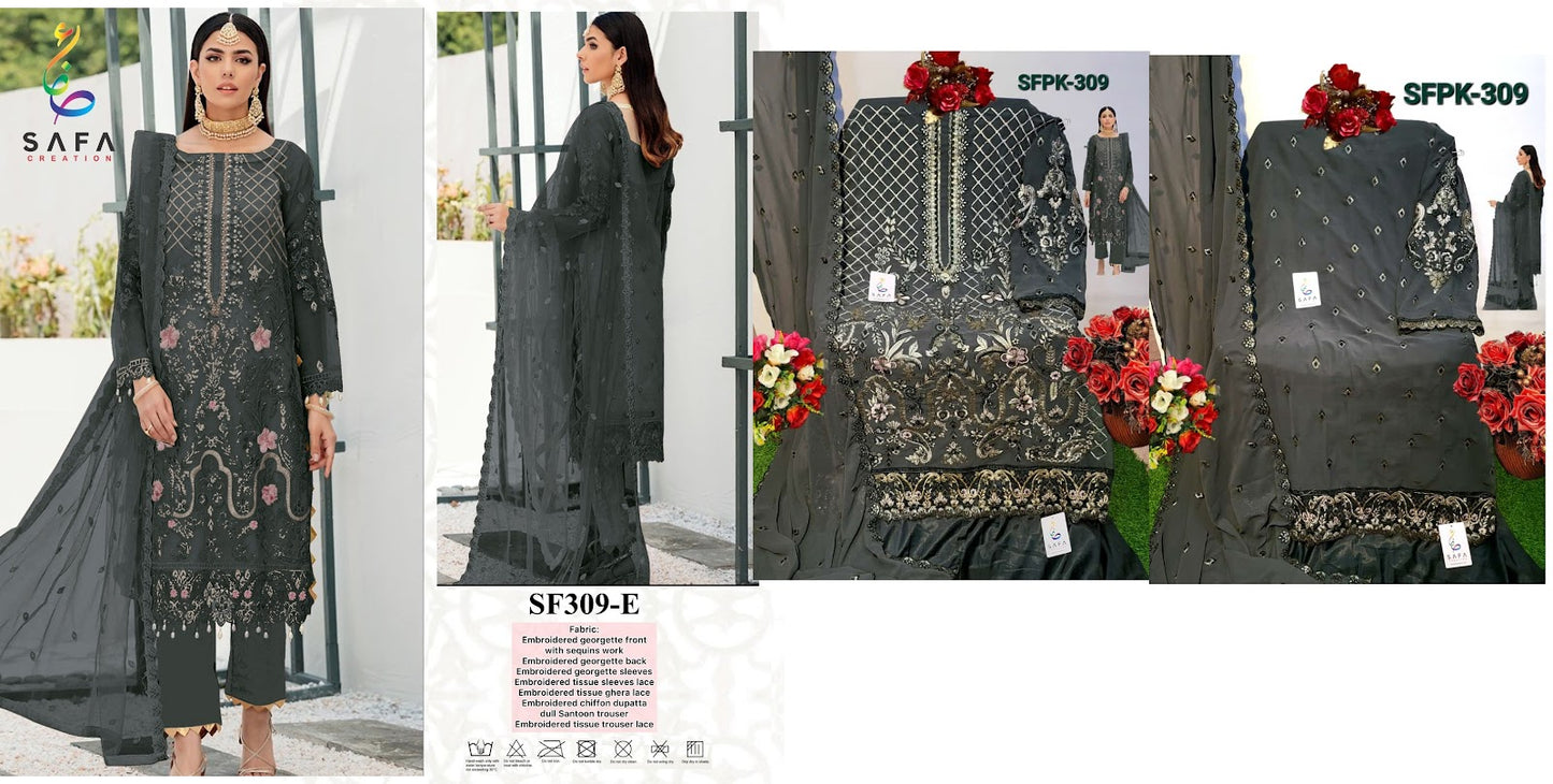 309 Safa Creation Georgette Pakistani Salwar Suits