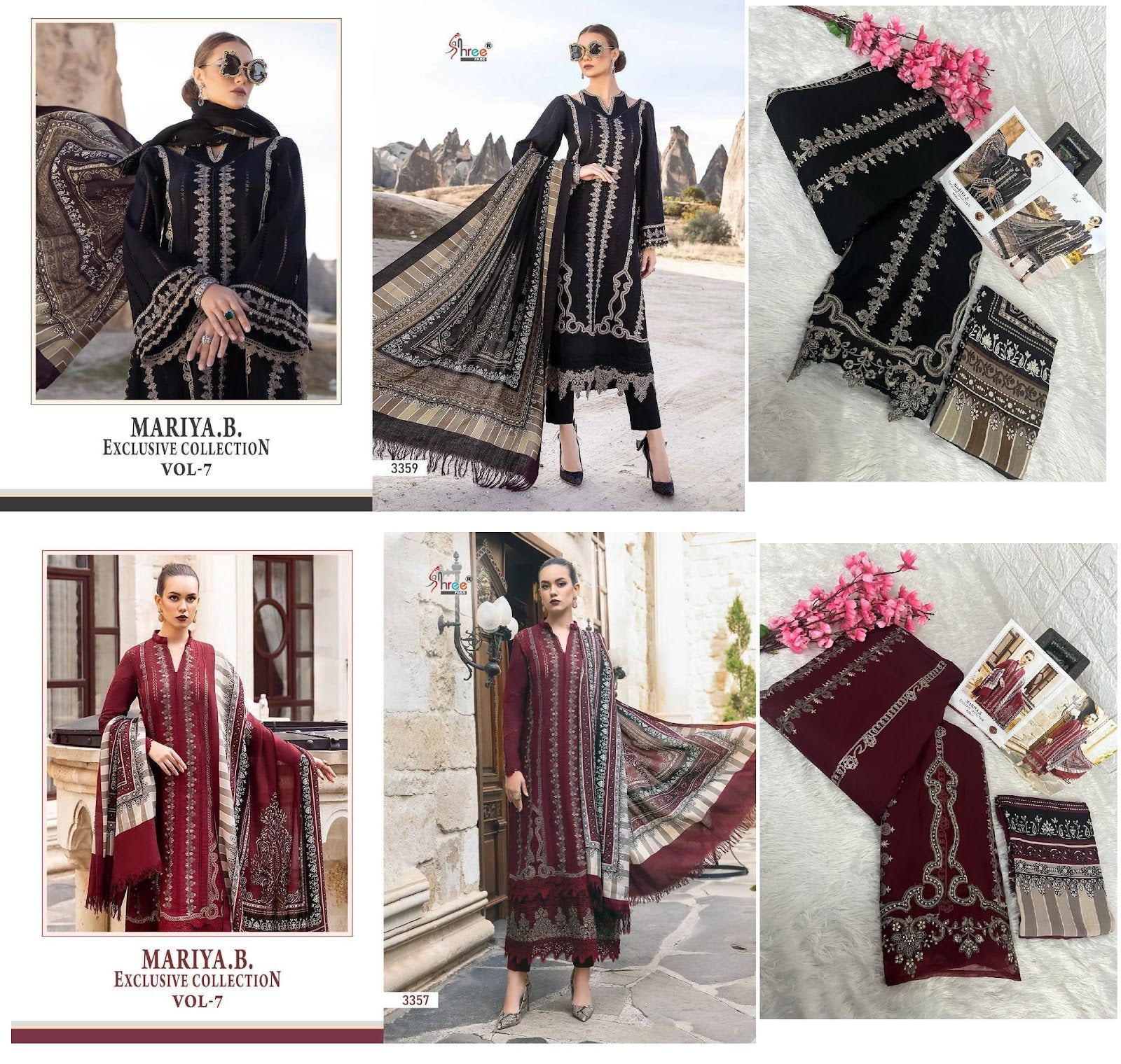 3359-3357 Shree Fabs Rayon Cotton Pakistani Salwar Suits