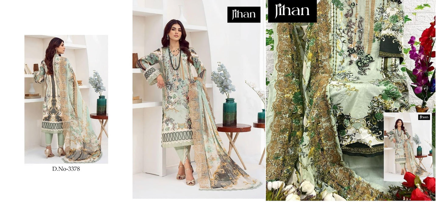 3376-3378 Jihan Cotton Pakistani Patch Work Suits