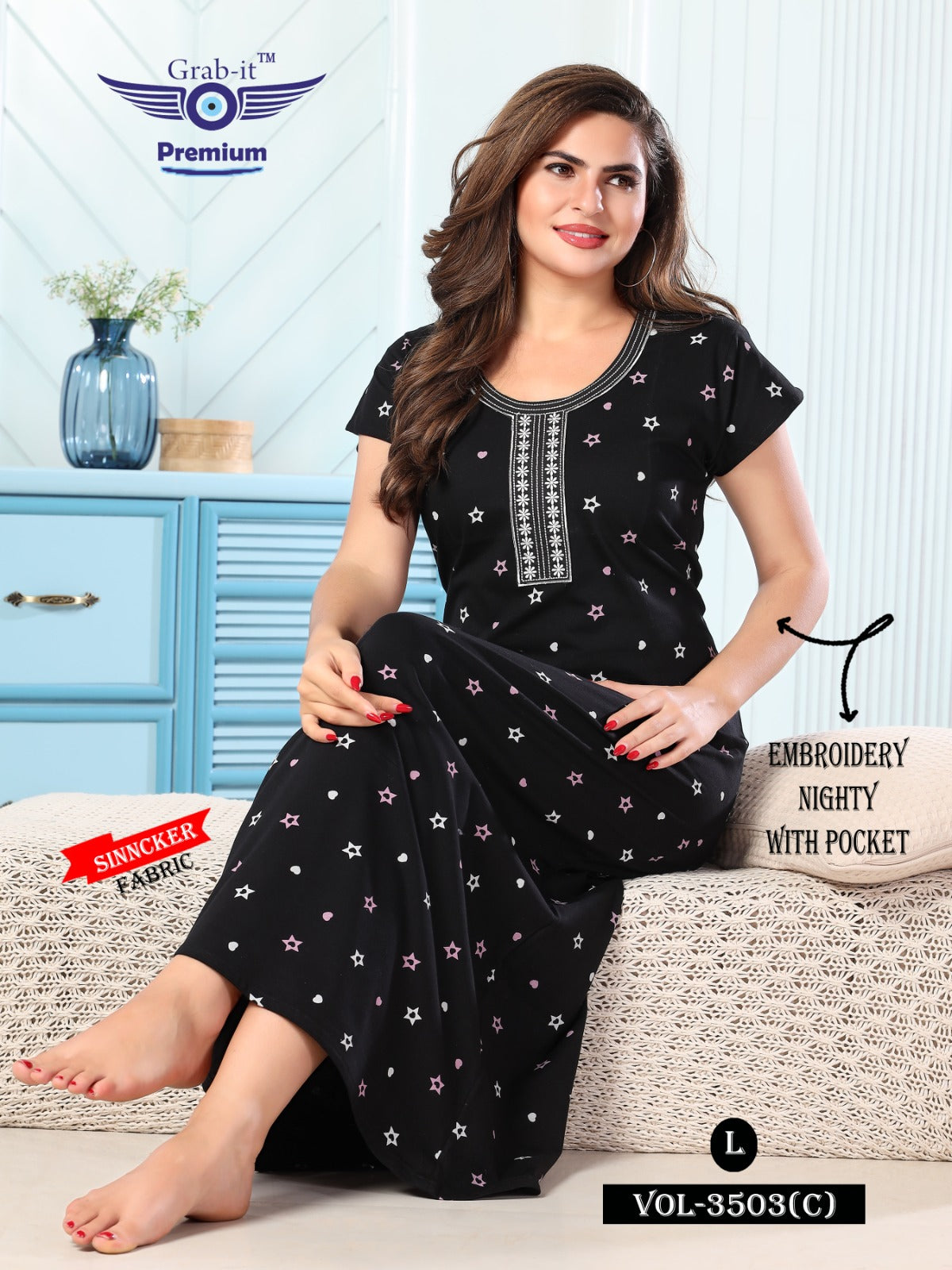 3503-C Grab It Sinker Night Gowns – Kavya Style Plus