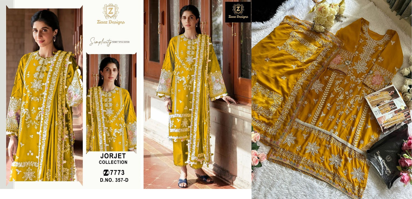 357 Ziaaz Designs Georgette Pakistani Salwar Suits