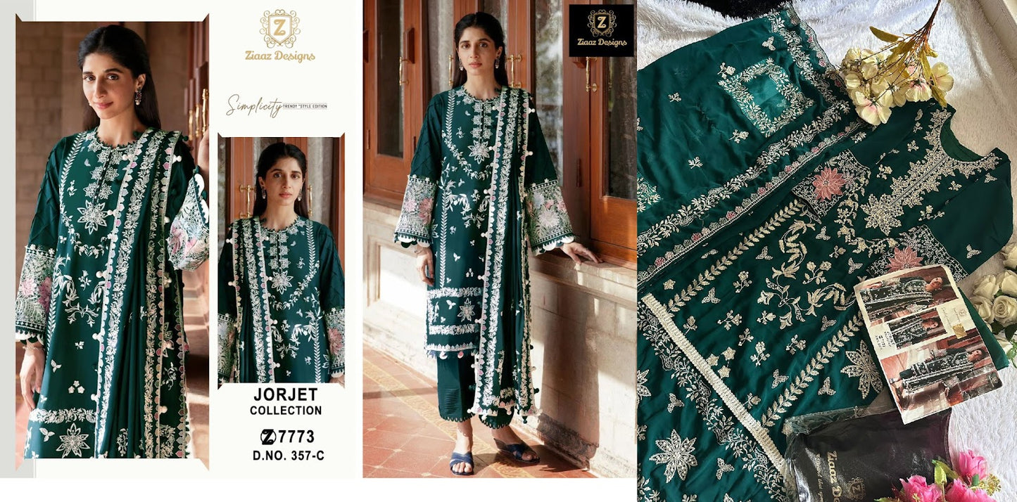 357 Ziaaz Designs Georgette Pakistani Salwar Suits