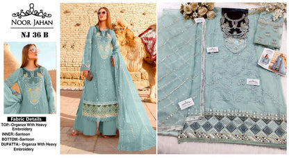 36 Noor Jahan Organza Pakistani Salwar Suits