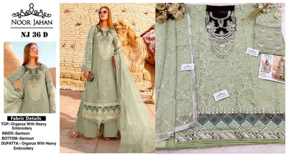 36 Noor Jahan Organza Pakistani Salwar Suits