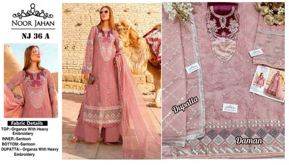 36 Noor Jahan Organza Pakistani Salwar Suits