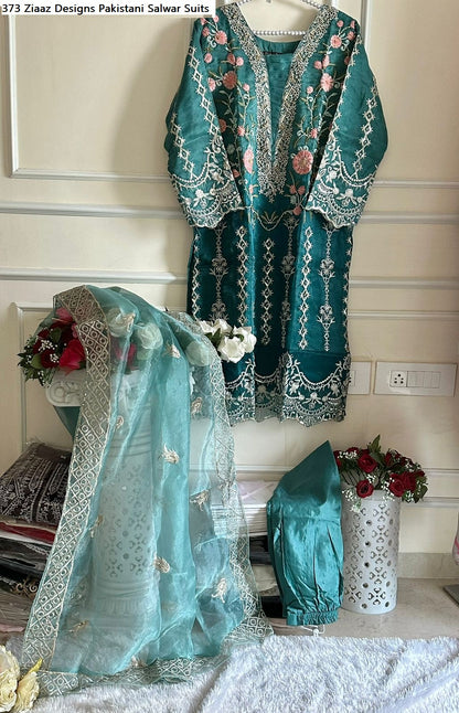 373 Ziaaz Designs Organza Pakistani Salwar Suits
