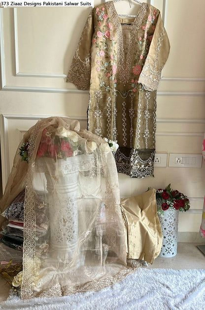 373 Ziaaz Designs Organza Pakistani Salwar Suits