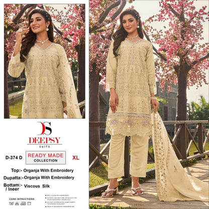 374 Deepsy Organza Pakistani Readymade Suits