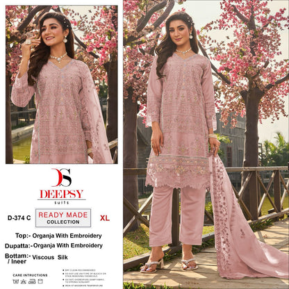 374 Deepsy Organza Pakistani Readymade Suits