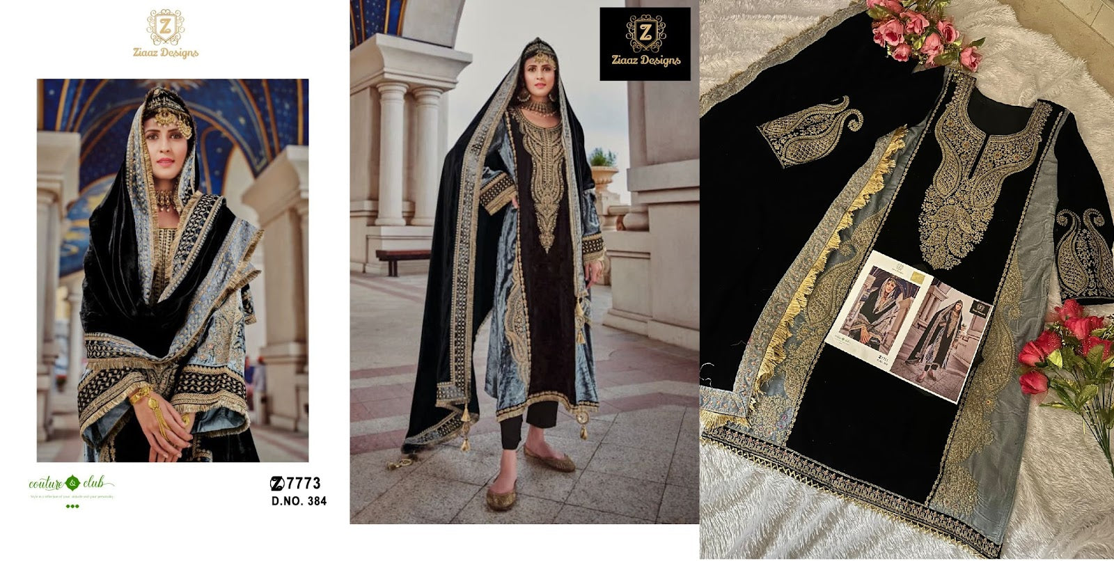 384-383 Ziaaz Designs Velvet Suits