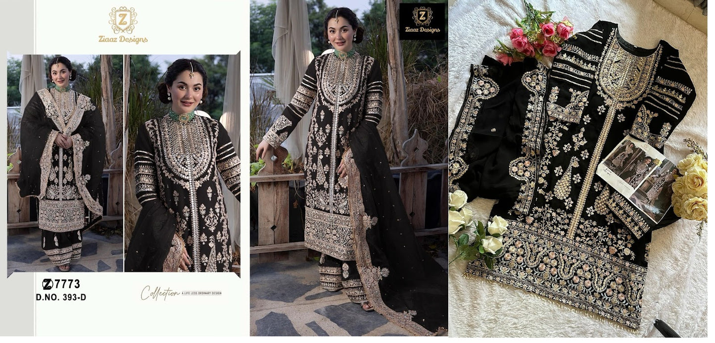 393 Ziaaz Designs Georgette Pakistani Salwar Suits