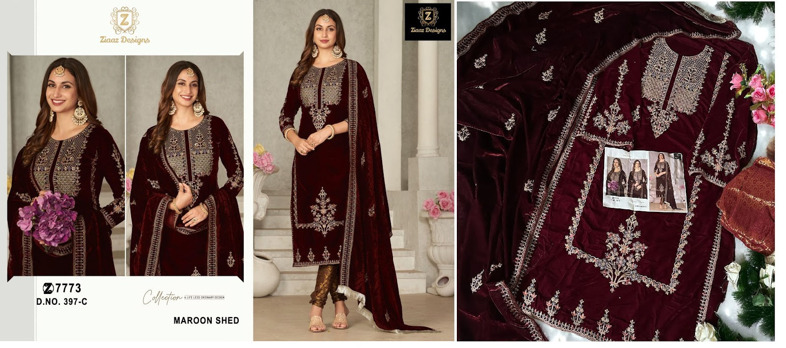 397 Ziaaz Designs Velvet Suits