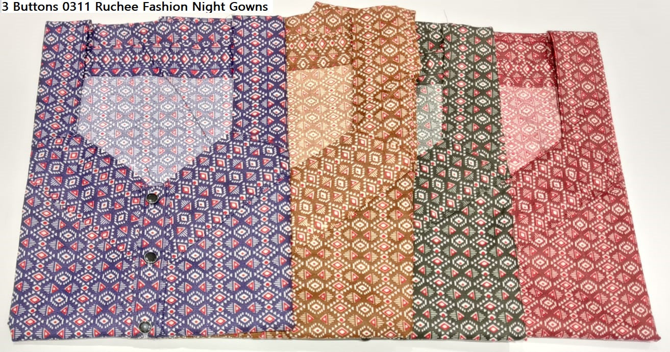 3 Buttons 0311 Ruchee Fashion Night Gowns