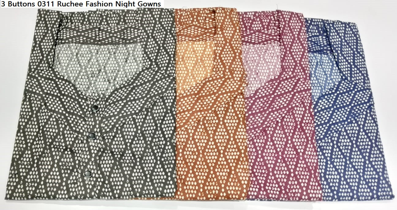 3 Buttons 0311 Ruchee Fashion Night Gowns