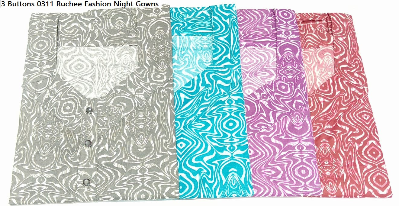 3 Buttons 0311 Ruchee Fashion Night Gowns