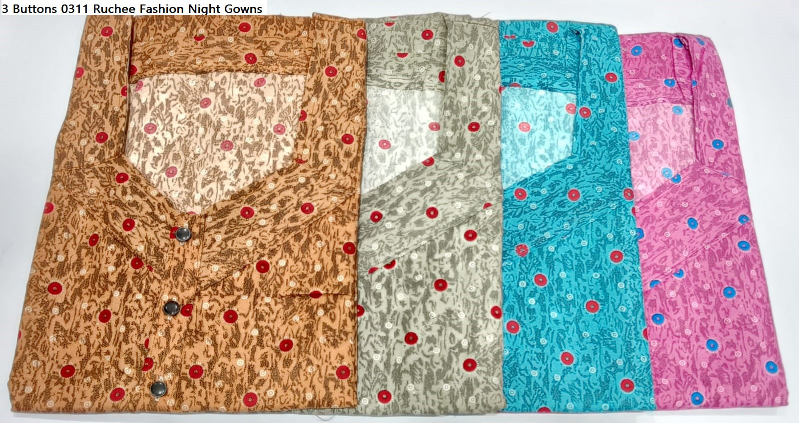 3 Buttons 0311 Ruchee Fashion Night Gowns