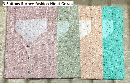 3 Buttons Ruchee Fashion Night Gowns