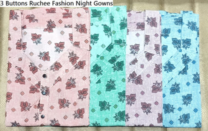 3 Buttons Ruchee Fashion Night Gowns