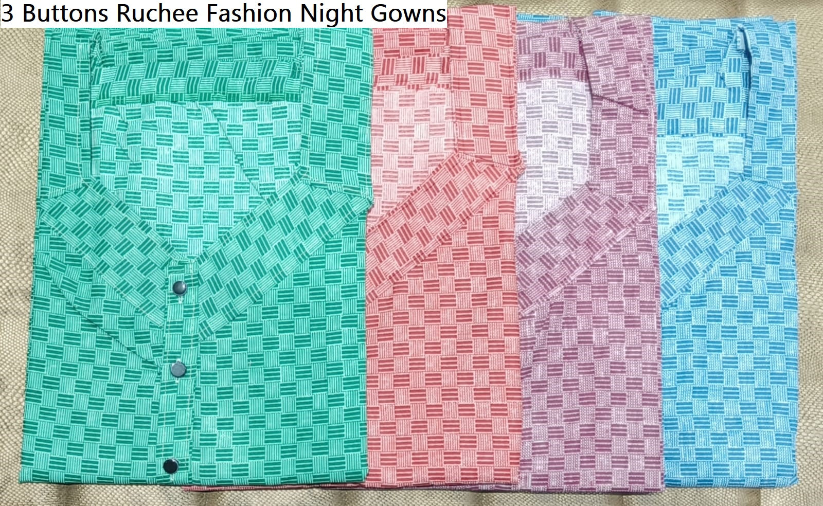 3 Buttons Ruchee Fashion Night Gowns
