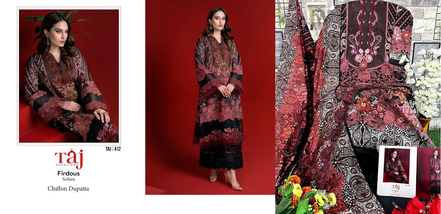 412-414 Taj Creations Cotton Pakistani Salwar Suits