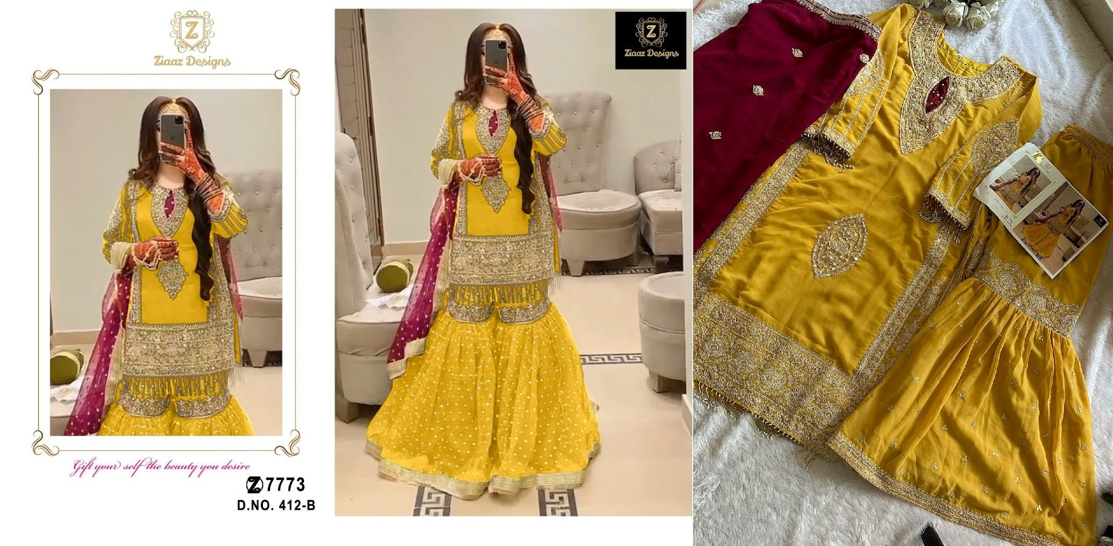 412 Ziaaz Designs Georgette Pakistani Salwar Suits