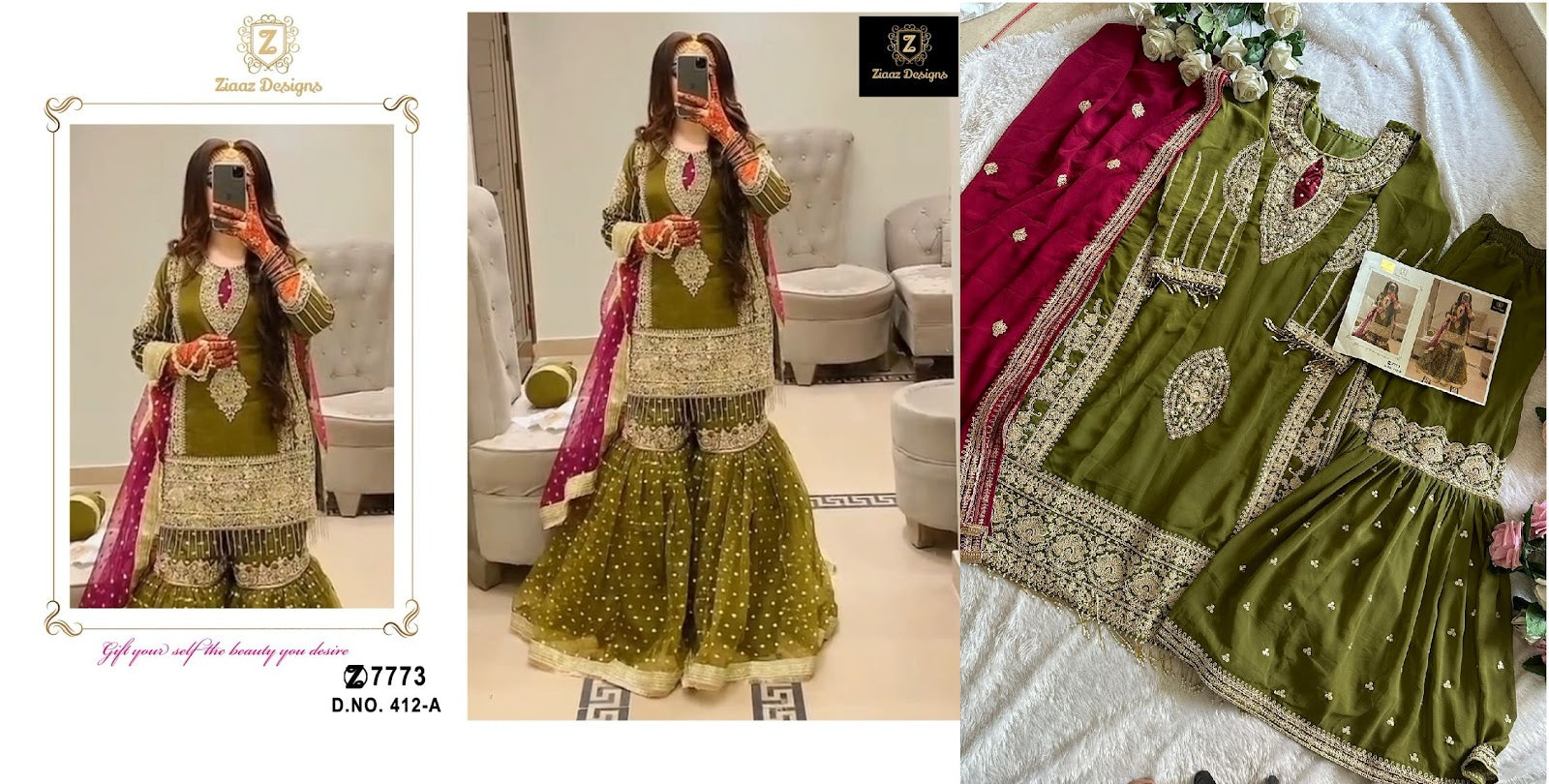 412 Ziaaz Designs Georgette Pakistani Salwar Suits