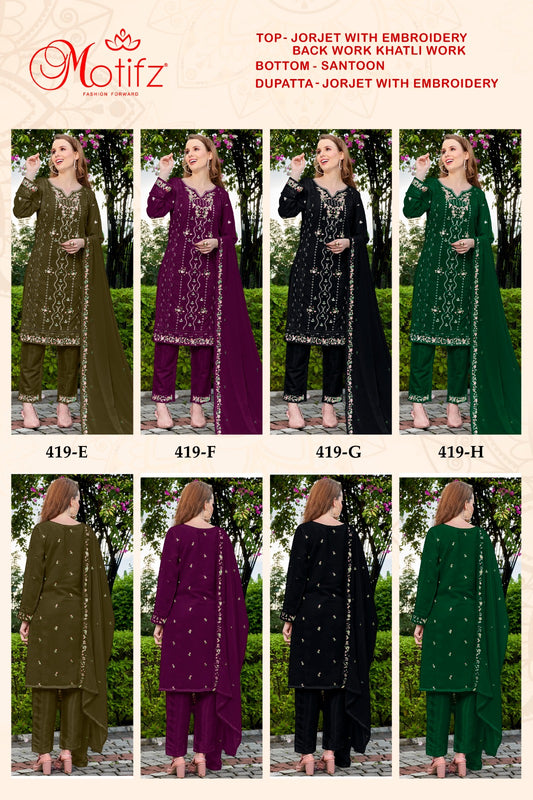419 Motifz Georgette Pakistani Salwar Suits